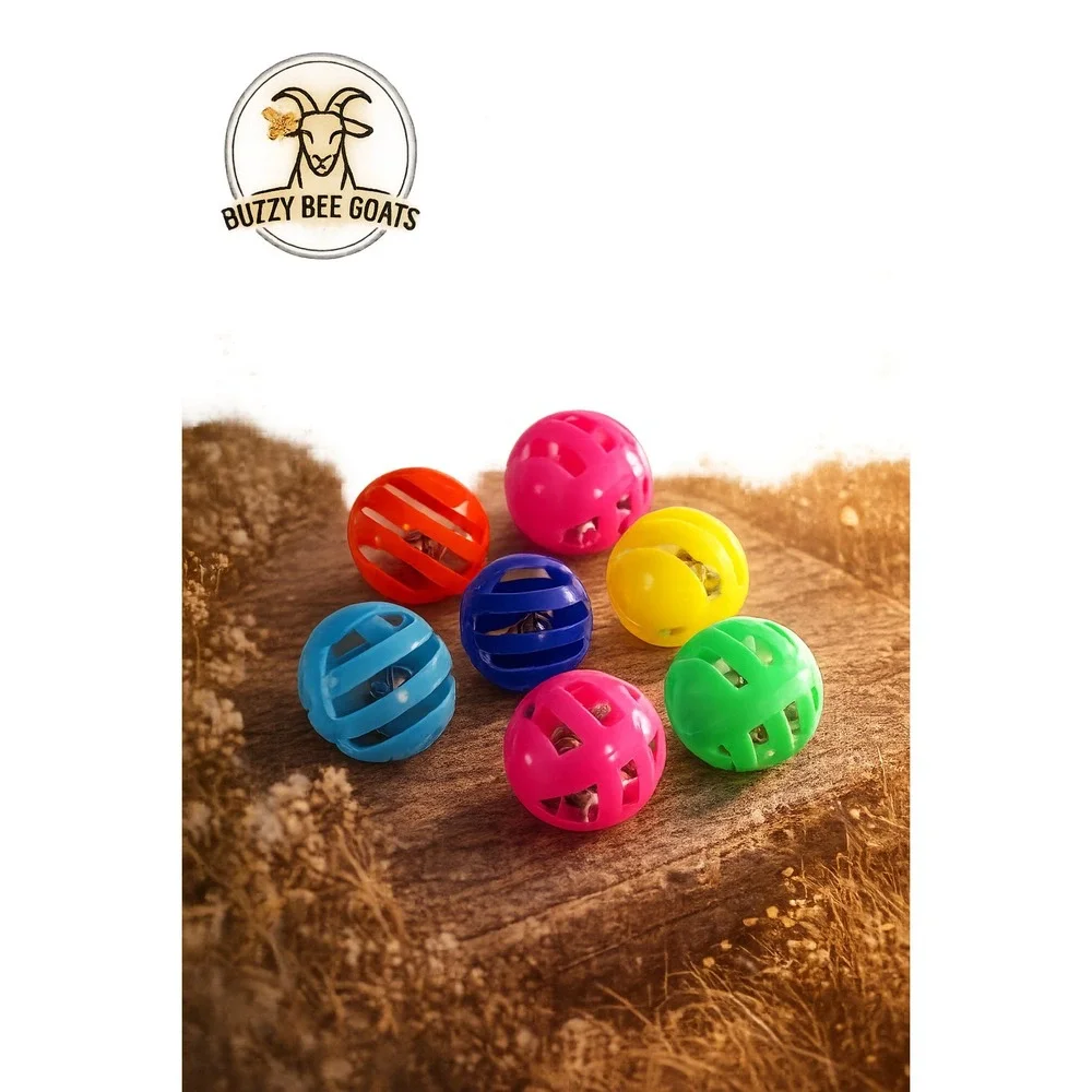 TINY'S CAT TOY BALLS WITH BELLS 6 PACK COLORFUL PLASTIC PET TOYS NEW